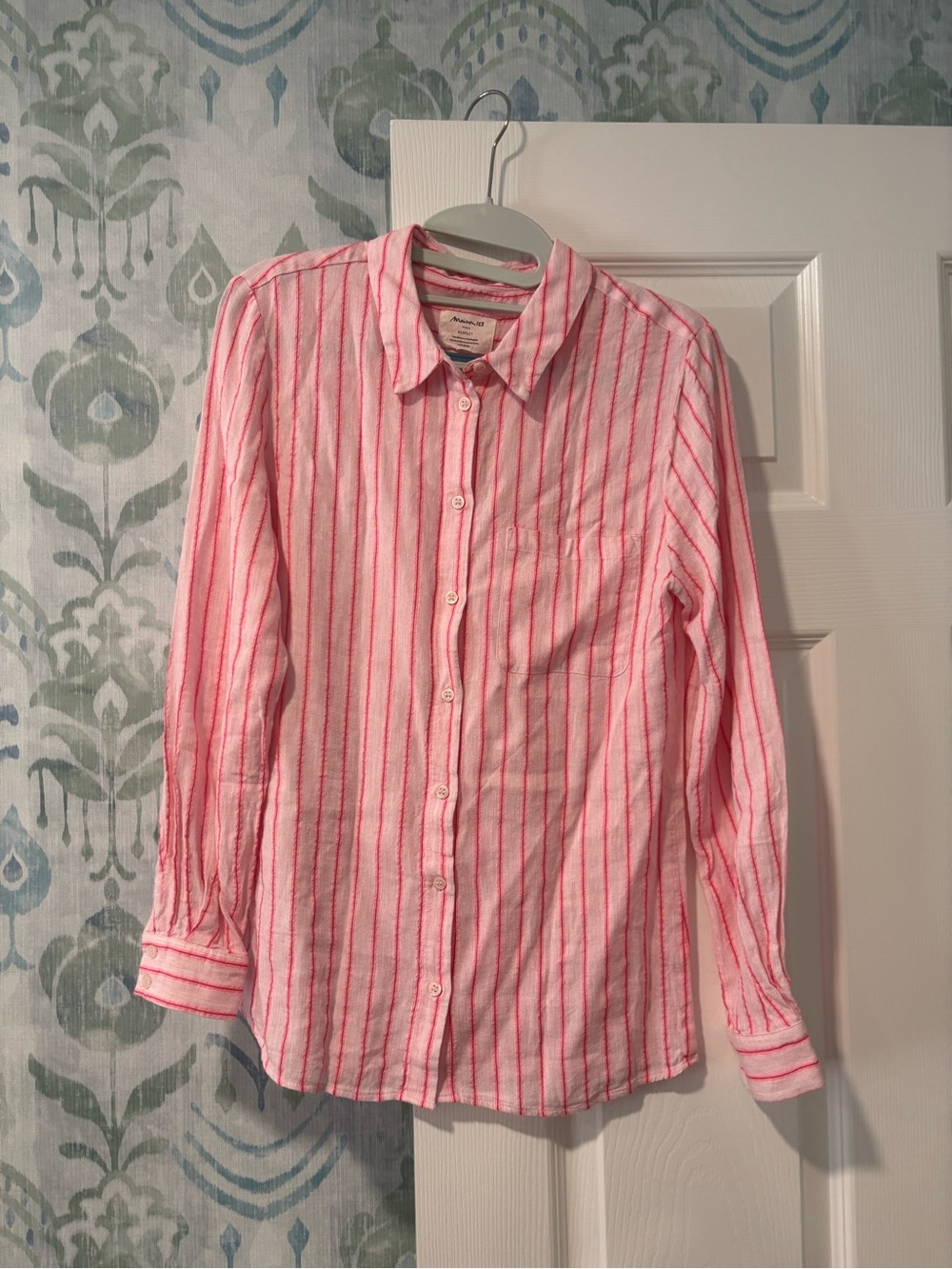 Maison 123 Bright Pink Striped Button-Up Shirt